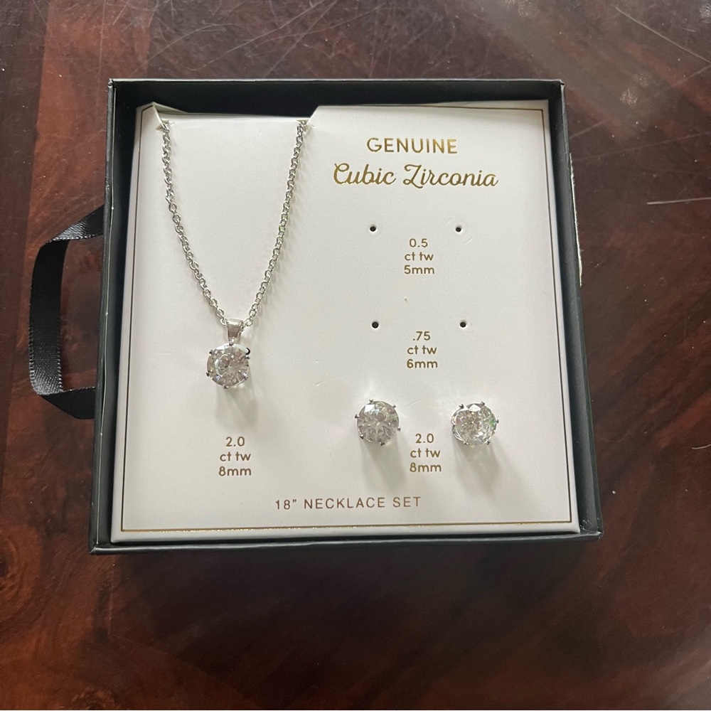 GENUINE Cubic Lirconia Necklace & Earring Set